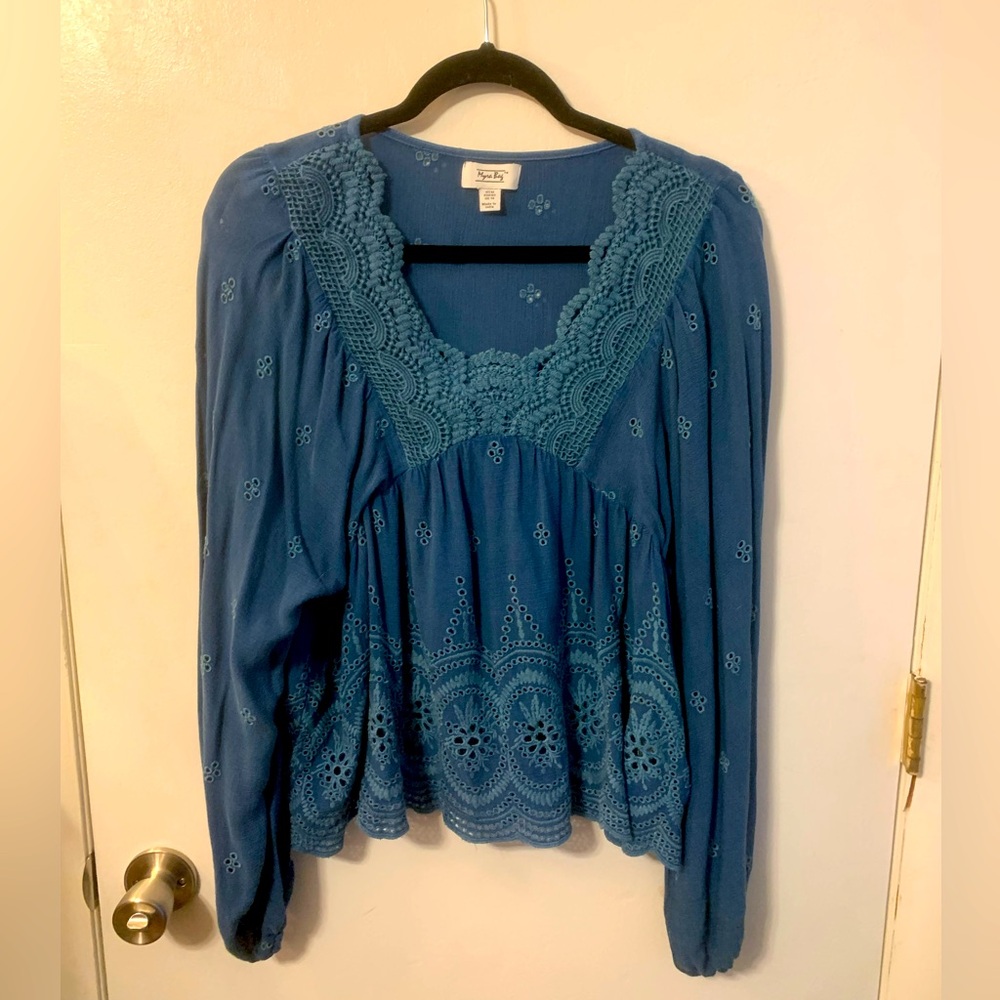 Myra blue western blouse
